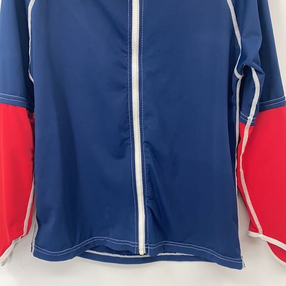 Sun Protection Boys Navy & Red Full Zip Long Sleeve Hoody Size 12 - Picture 3 of 10